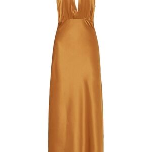 Something Navy Gold Backless Satin Dress